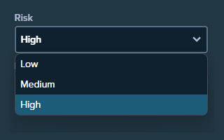 Choosing the risk level in the game plinko