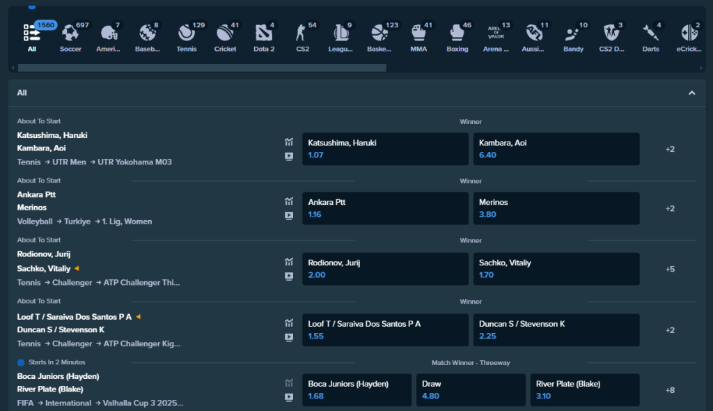 Sports Odds at Stake betting canada